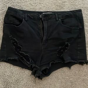 Black Distressed denim cutoffs